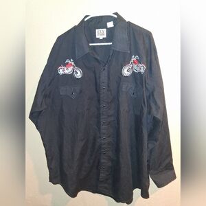 Vintage Eli Cattleman Pearl Snap Western Cowboy Motorcycle Button Down 3X